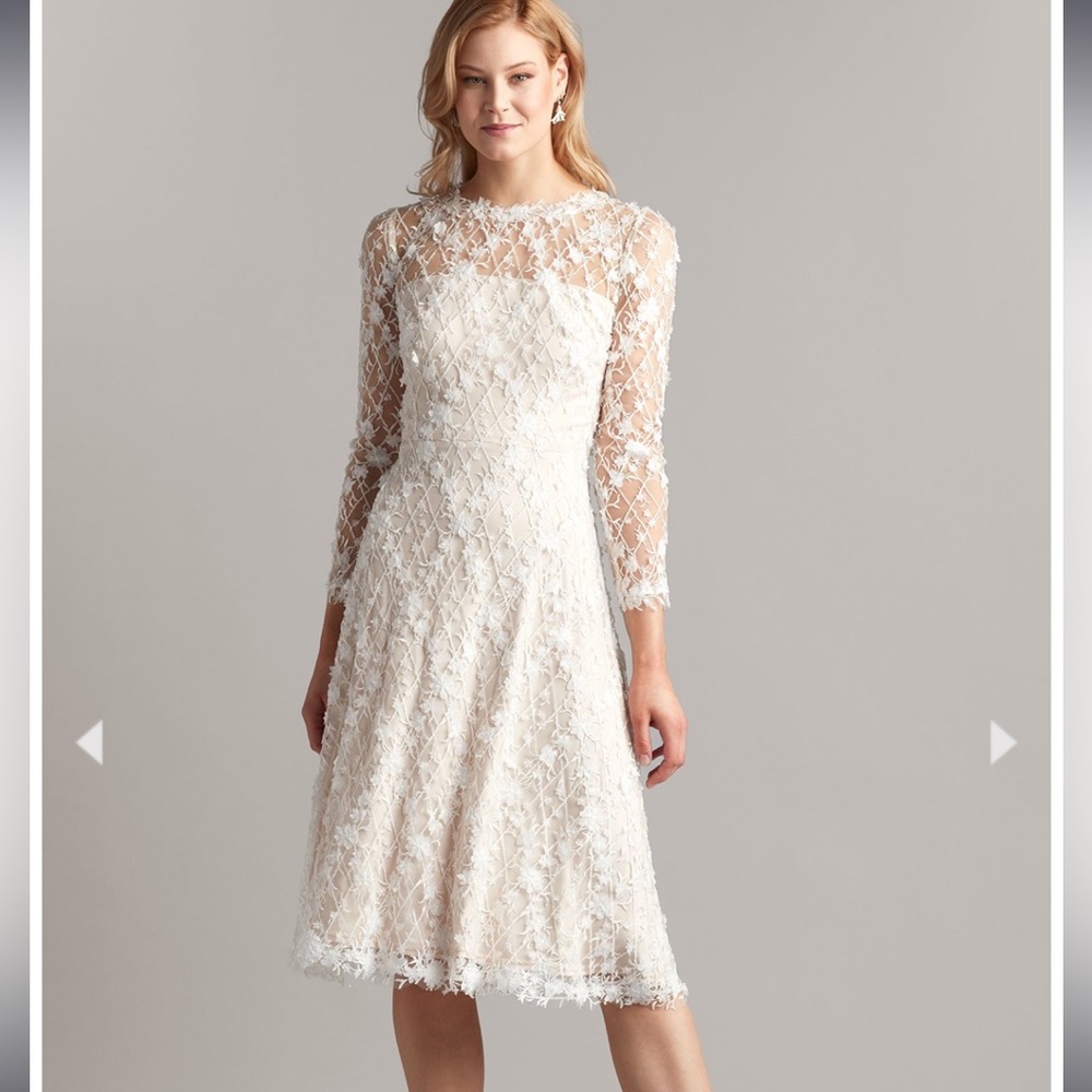 Tadashi Shoji BINX EMBROIDERY TEA-LENGTH DRESS IVORY PETAL 4